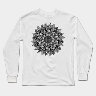 Monochrome Digital Mandala Long Sleeve T-Shirt